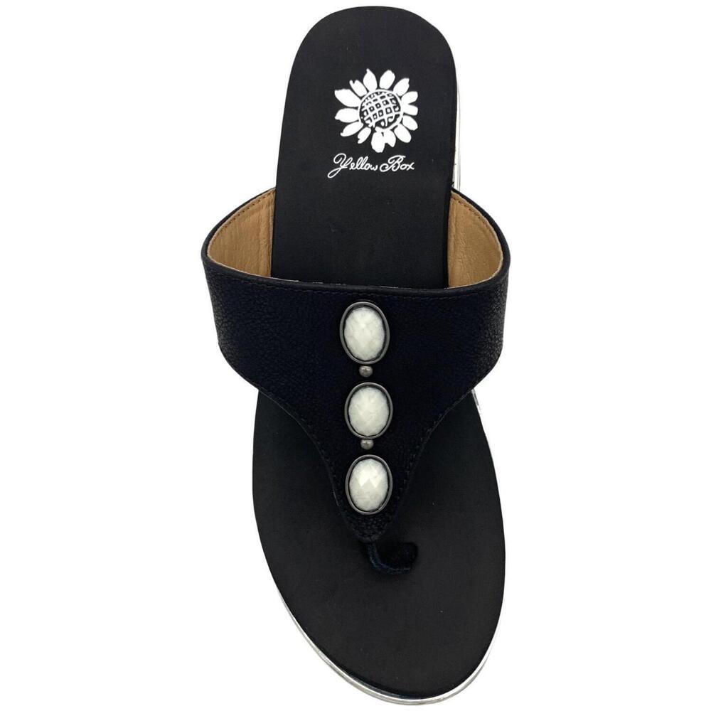 Yellow Box Women's Daize Slip-On Wedge Thong Sandals Black - Medium - Picture 2 of 3